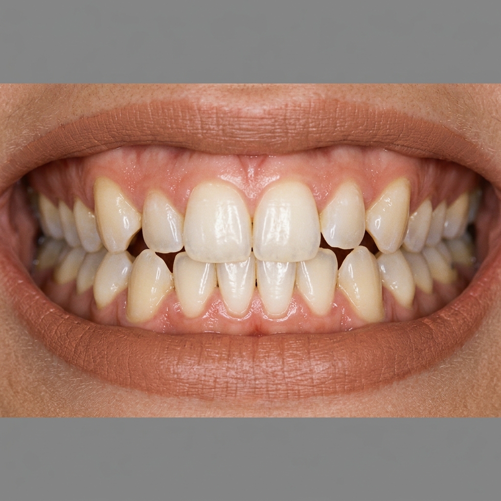 Before Invisalign — crowded and overlapping teeth